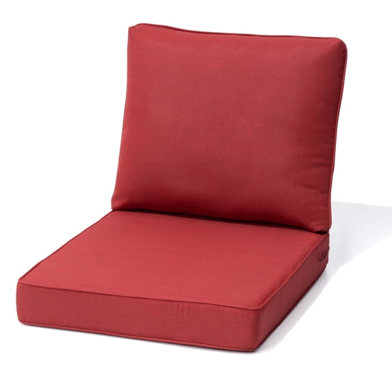 Pellebant 24.5" x 27.5" Deep Seat Patio Cushions Set of 2, Outdoor Indoor Chair Seat and Back Cushions with Foam Filling, Water Repellent, Fade Resistant for Patio Furniture,Patio(Chili Red)