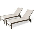 thumbnail image 1 of Pellebant 2PCS Patio Lounge Chairs Outdoor Lounge Chair with Wheels, Beige, 1 of 8