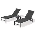 thumbnail image 1 of Pellebant 3‑Piece Outdoor Aluminum Chaise Lounge Set, 2 Adjustable Recliners + Side Table, All‑Weather Pool & Patio Sun Loungers, Black, 1 of 2