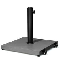 Pellebant 40lbs Patio Umbrella Base Stand with Wheels, Heavy Duty Square Concrete Stand Market Umbrella, for Patio, Deck, Poolside w/ 4 Wheels, 2 Locks, 3 Knobs, Gray