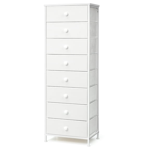 Pellebant 8-Drawer Dresser Chest Vertical Tower, White