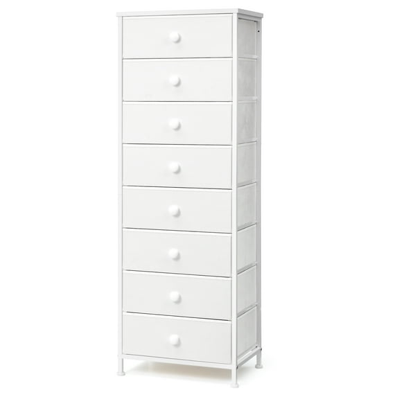 Pellebant 8-Drawer Dresser Chest Vertical Tower, White