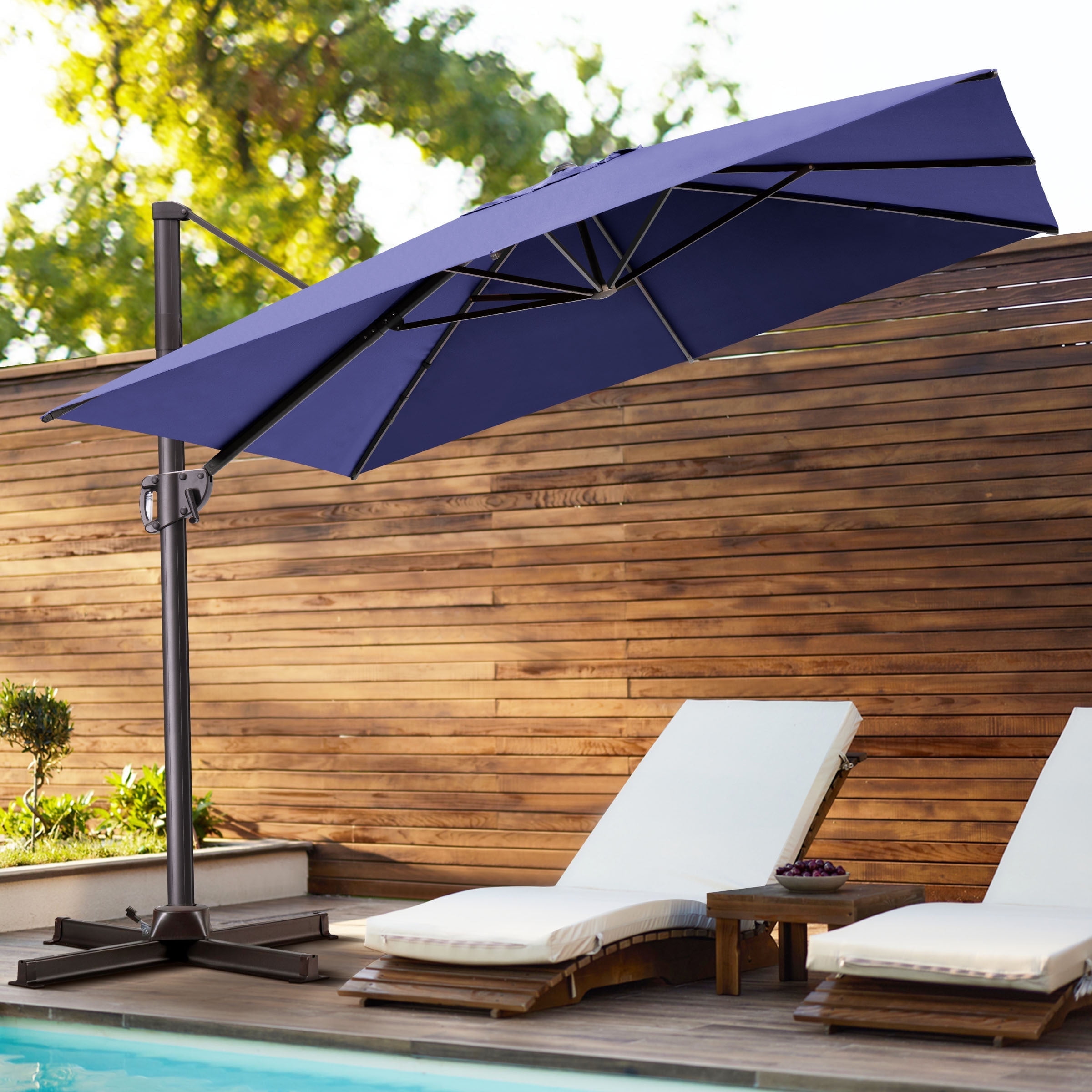 12 inch patio umbrellas PHI VILLA 10ft Outdoor Patio Automatic Hydraulic Cantilever Parasols Umbrella 9X12ft / With Weights / Gray