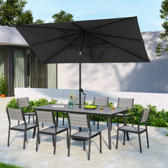 Pellebant 9 x 5 ft Patio Outdoor Umbrella Rectangular Double Top Market Umbrella