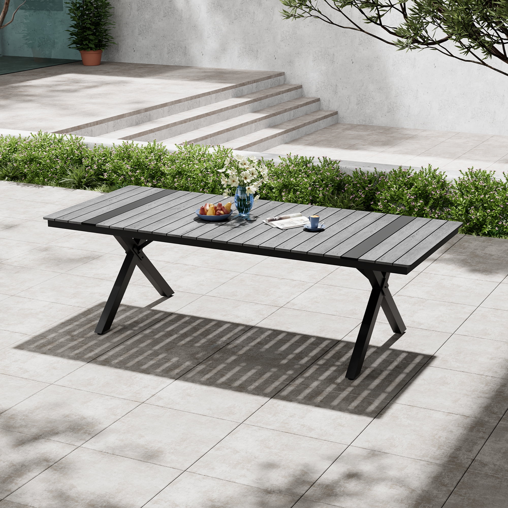 Cozyhom Patio Expandable Table for 4 to 10, Aluminum Outdoor