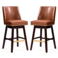 thumbnail image 1 of Pellebant Bar Stools Set of 2, Counter Height Leather Bar Stools with Back for Home Kitchen,Brown, 1 of 8