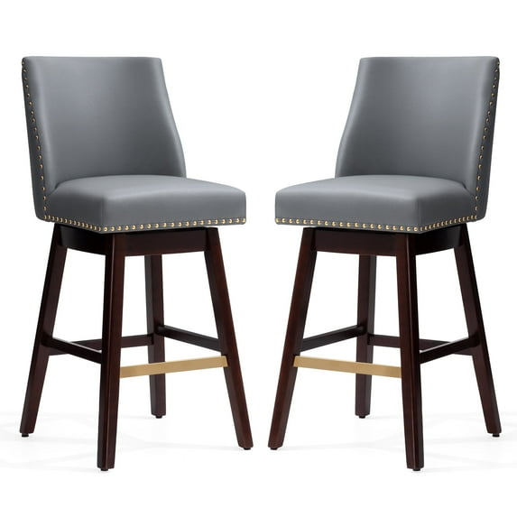 Pellebant Bar Stools Set of 2, Counter Height Leather Bar Stools with Back for Home Kitchen,Navy