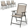 thumbnail image 1 of Pellebant Beige Patio Outdoor Folding Dining Chairs Set of 4, 1 of 7