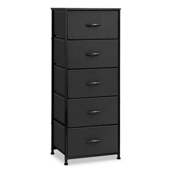 Pellebant Black 5-Drawer Dresser Household Vertical Storage Tower Chest