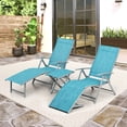 thumbnail image 1 of Pellebant Blue Outdoor Aluminum Folding Adjustable Chaise Lounge Chair and Table Set, 1 of 5