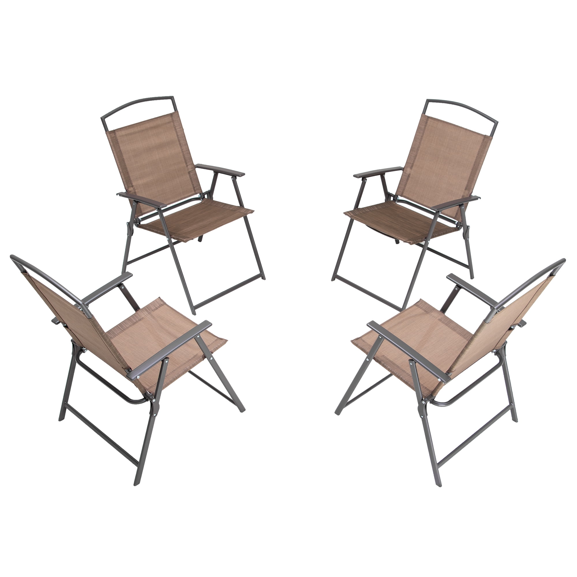 Pellebant Brown Patio Outdoor Folding Dining Chairs Set of 4
