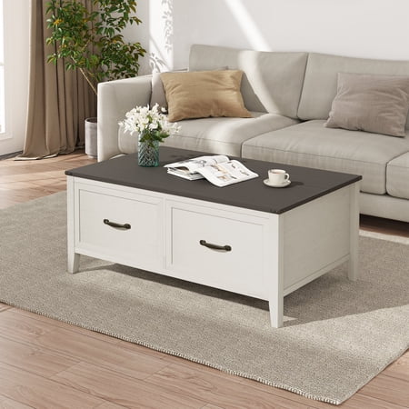 Pellebant Coffee Table with Storage, 24.8" W Large Square Coffee Table for Living Room, MDF Center Table with Flip-Top Lids, Black
