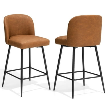 Pellebant Modern Faux Leather and for Home Kitchen Bar Stools - Set of 2, Brown