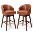 thumbnail image 1 of Pellebant Counter Height Bar Stools Set of 2 With Back and Footrest, Metal Frame,Brown, 1 of 8