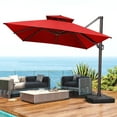 thumbnail image 1 of Pellebant Deluxe 11 Ft Outdoor Cantilever Umbrella with Double Top, Patio Hanging Rectangular Offset Umbrella with Crank Lift, Cross Base, 1 of 11