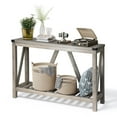 Pellebant Entryway Table Wood Console Table with Shelves Farmhouse Sofa Table,Grey Wash