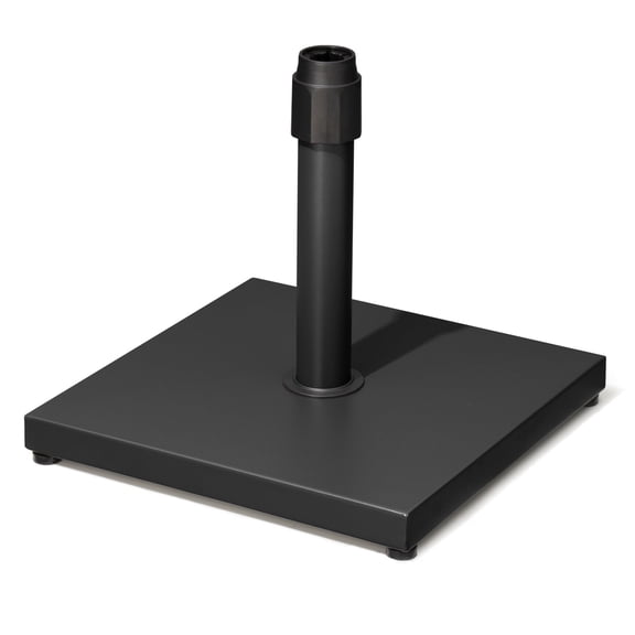 Pellebant Heavy Duty Outdoor Umbrella Base, 40lbs Cement-Filled Square Stand , Fits 1.42"-1.89" Poles, Market Umbrella Stand with Adjustable Tube Cap & Leveling Screws, Rust-Resistant,Black