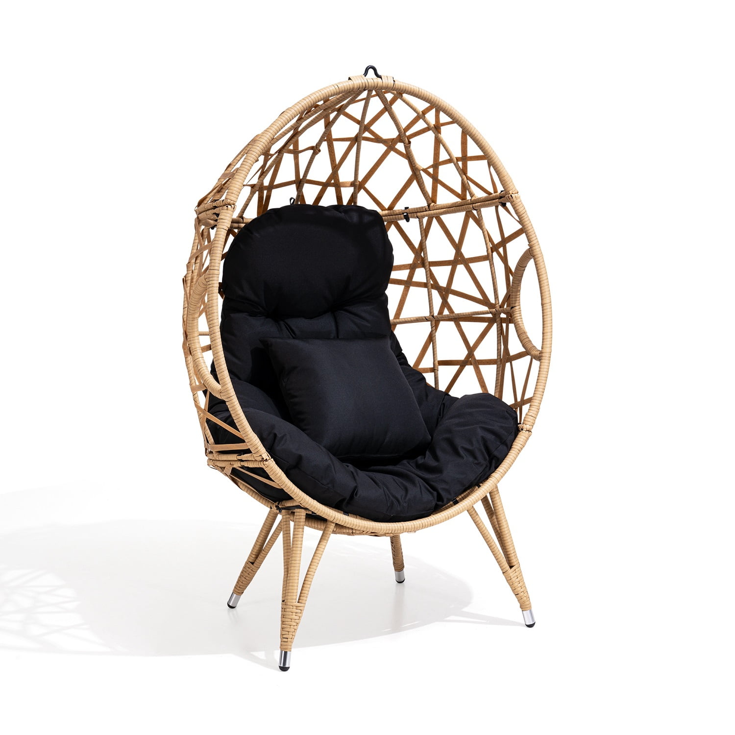 Pellebant Indoor Outdoor Wicker Egg Chair with Cushion Freestanding