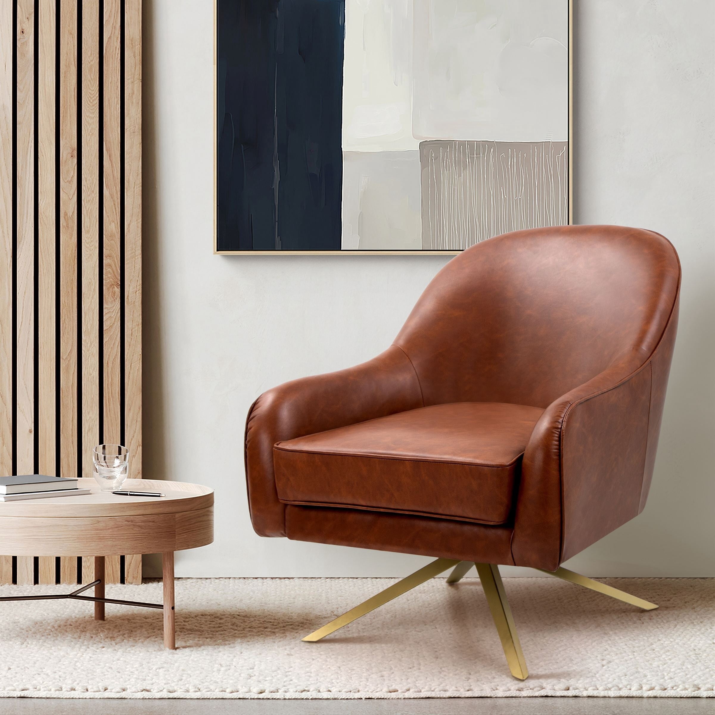 Pellebant Living Room Brown Swivel Accent Chair