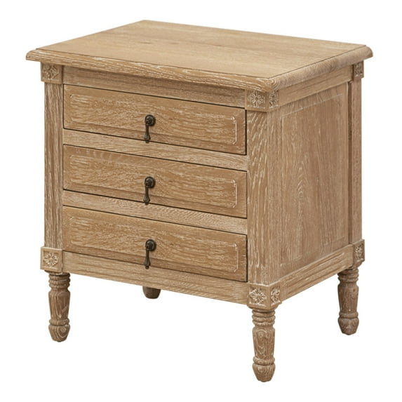Pellebant Oak Nightstand with 3 Drawers Bedroom Furniture