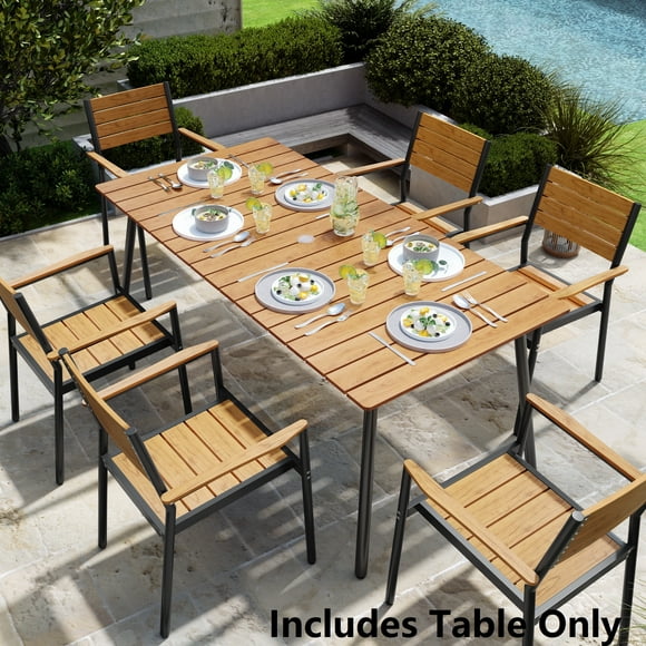 Pellebant Outdoor Aluminum Rectangular Dining Table Brown