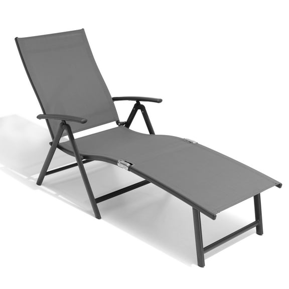 Pellebant Outdoor Chaise Lounge Aluminum Patio Folding Chair,Gray