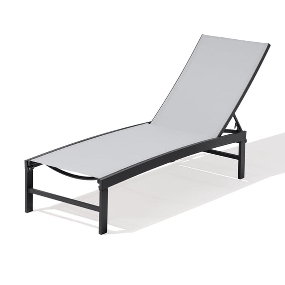 Pellebant Outdoor Chaise Lounge Chair – Foldable, 6-Position Adjustable Recliner for Patio, Beach, Pool & Yard (Light Gray)