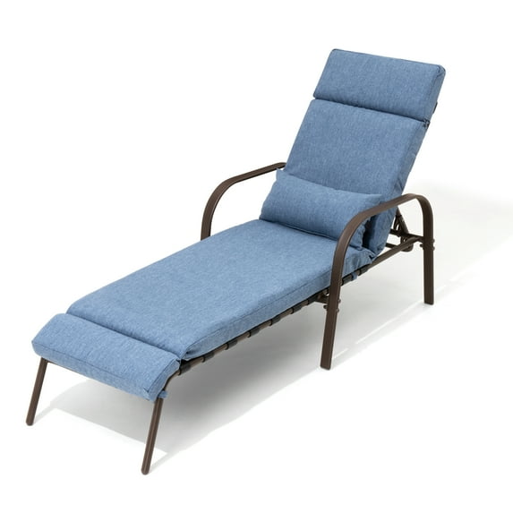 Pellebant Outdoor Chaise Lounge Metal Patio Adjustable Recliner Chair ,Blue