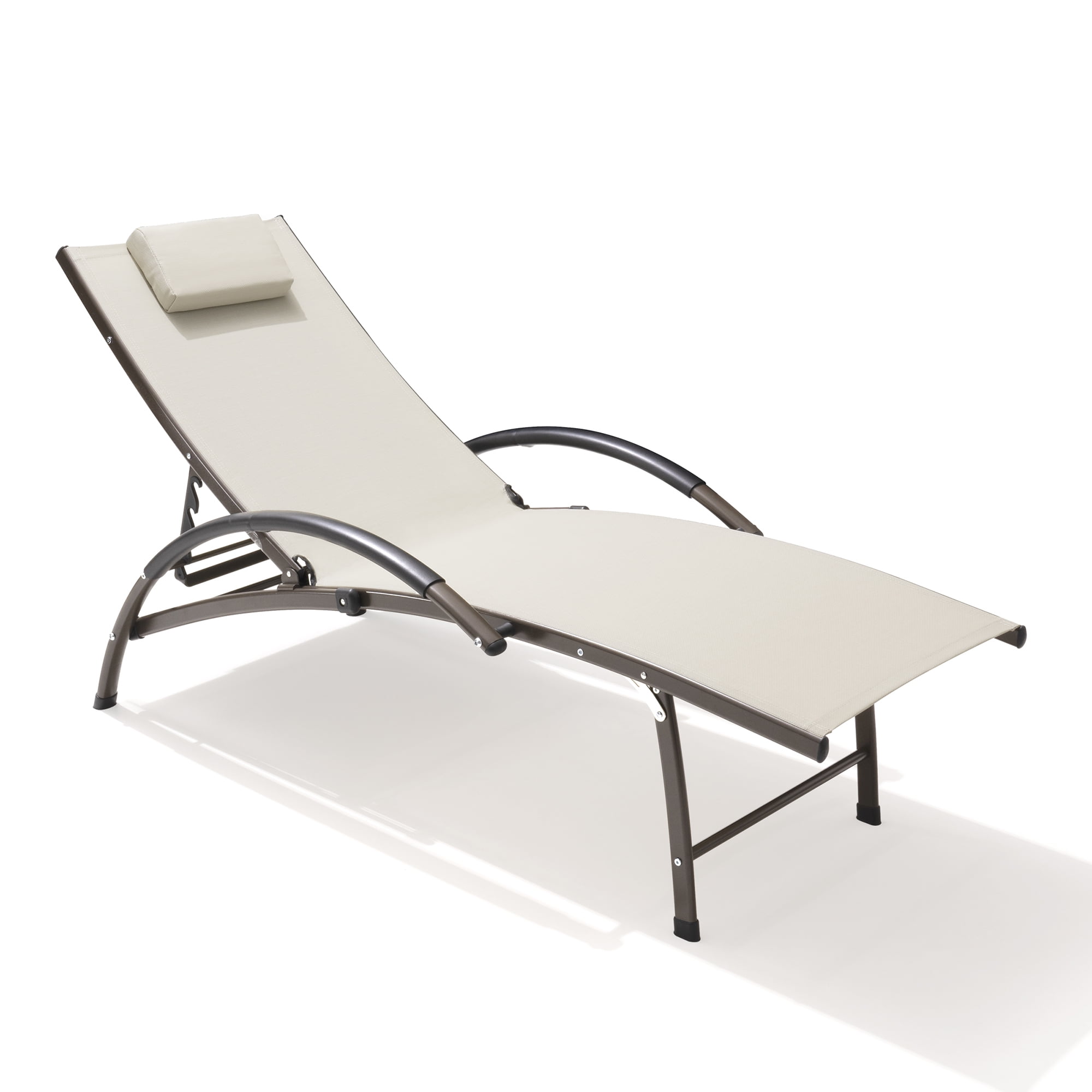 Pellebant Outdoor Chaise Lounge Patio Aluminum Folding Reclining Chair