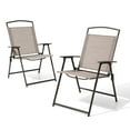 thumbnail image 1 of Pellebant Outdoor Dining Chairs Patio Folding Chairs Set of 2,Beige, 1 of 7
