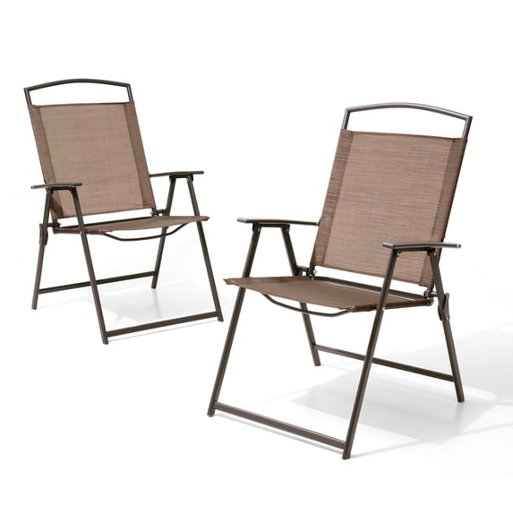 Pellebant Outdoor Dining Chairs Patio Folding Chairs Set of 2,Brown