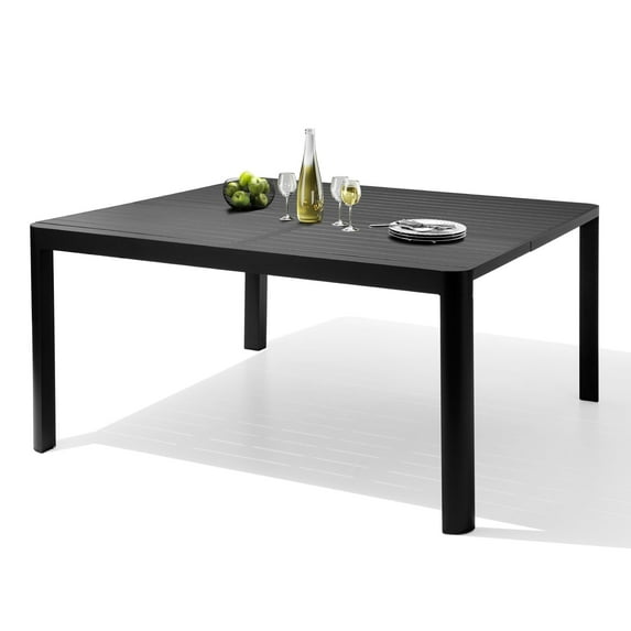Pellebant Outdoor Dining Table Aluminum Patio Expandable Rectangle Table for 6-8 Person,Black