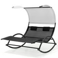 thumbnail image 1 of Pellebant Outdoor Double Chaise Lounge Metal Swing Rocking Chair in Black, 1 of 8