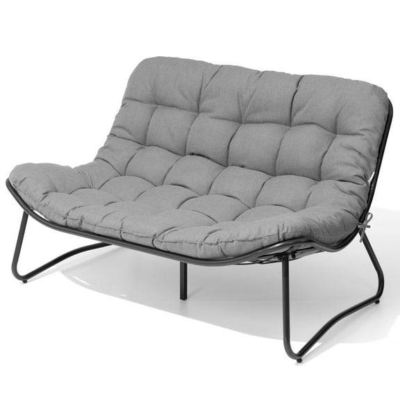 Pellebant Outdoor Loveseat Sofa, 2 Seater Outdoor Couch with 4-Inch t Cushion, Patio Furniture for Patio, Pool, Garden (Dark Gray)