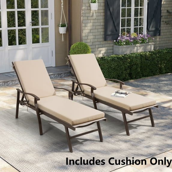 Pellebant Outdoor Patio Chaise Lounge Cushion 2PC- 71.8" - Beige
