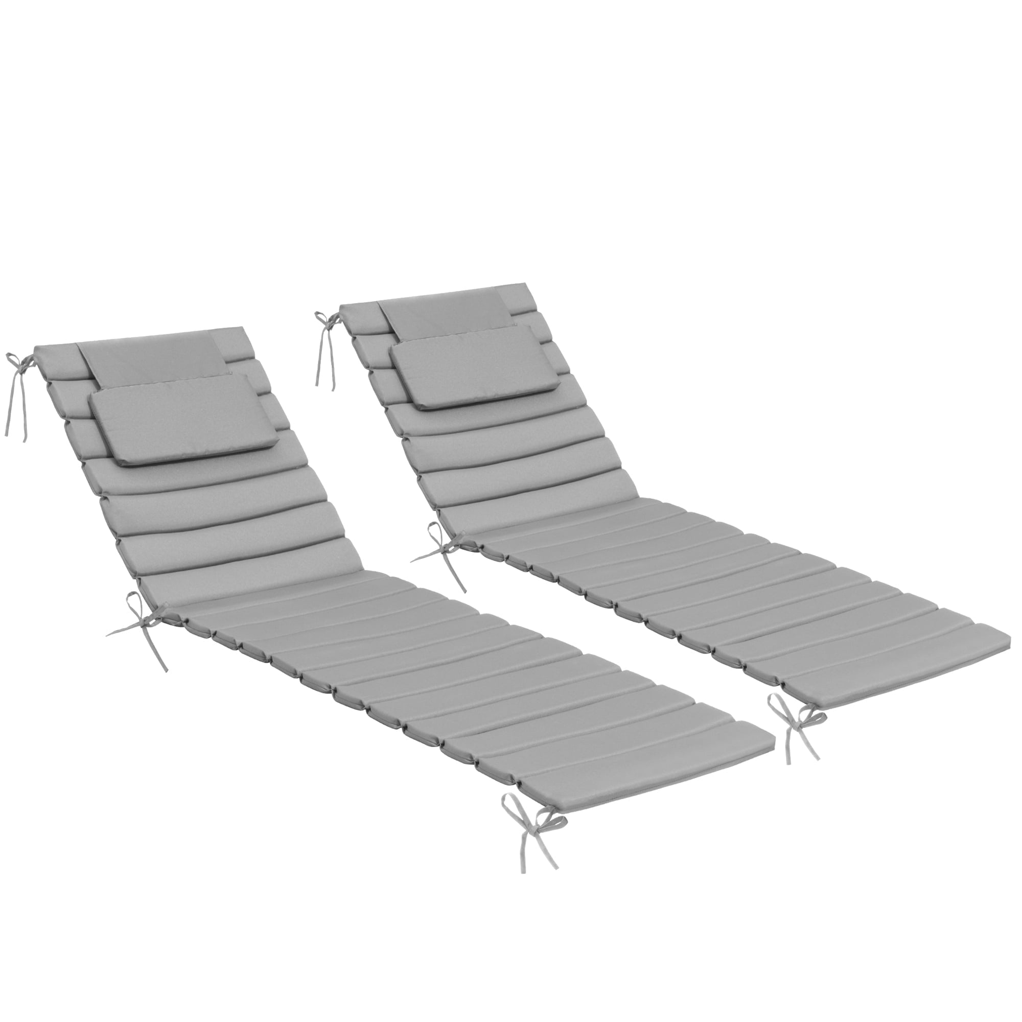 Pellebant Outdoor Set of 2 Chaise Lounge Cushions with Headrest for Patio Furniture,71"L x 23"W x 1"T Light Gray