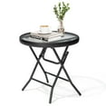 thumbnail image 1 of Pellebant Foldable Patio Side Table with Tempered Glass Top 18" Small Glass Patio End Tables for Porch Yard Balcony Deck Lawn Dining Garden (Black), 1 of 5