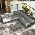 thumbnail image 1 of Pellebant Outdoor Sofa Set , Convertible Sectional Sofa Modular Couch, Patio Furniture Set for Backyard, Dray, 1 of 7