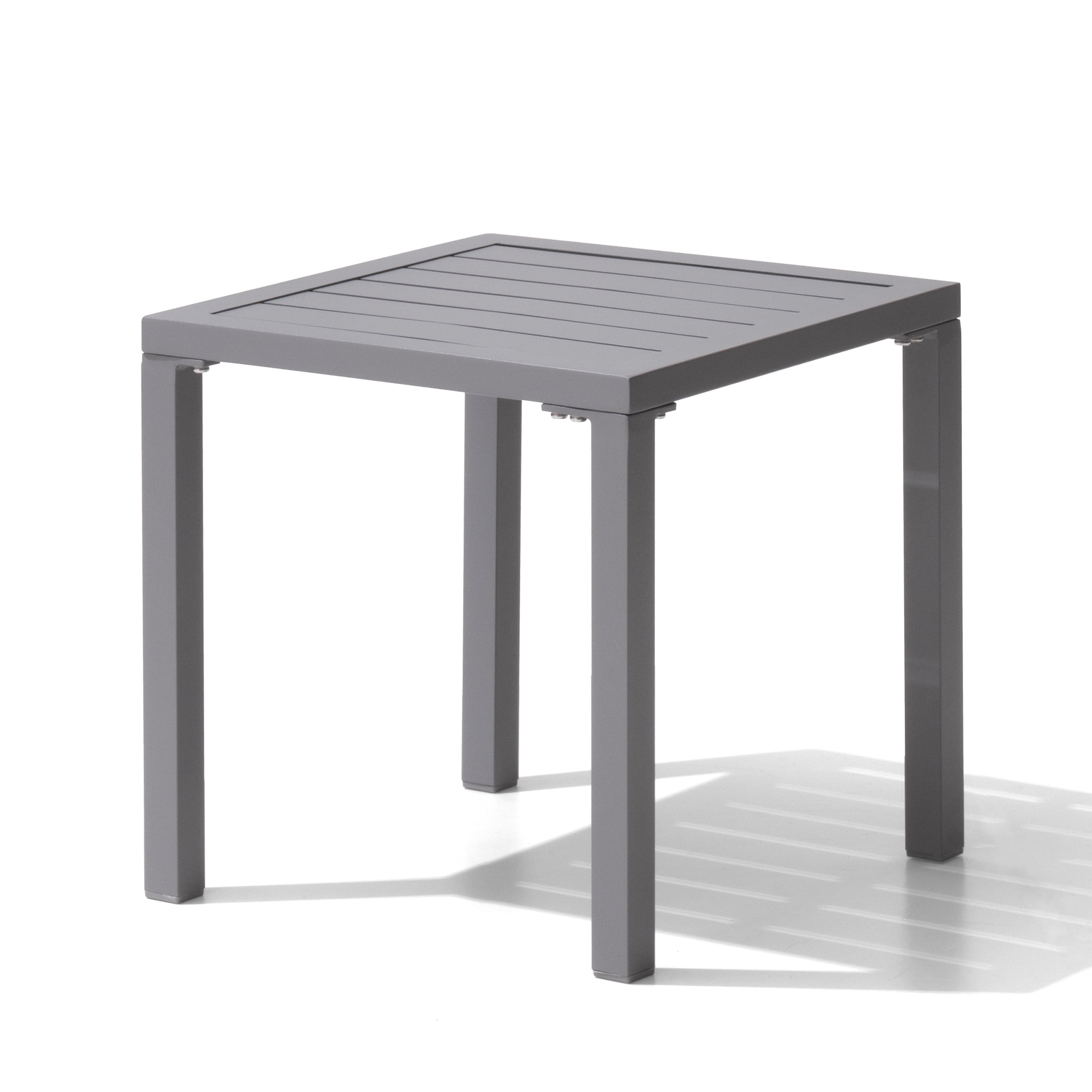 Light Gray Aluminum Square Outdoor Side Table