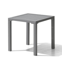 Pellebant Outdoor Square Side Table Aluminum Small End Table, Light Gray