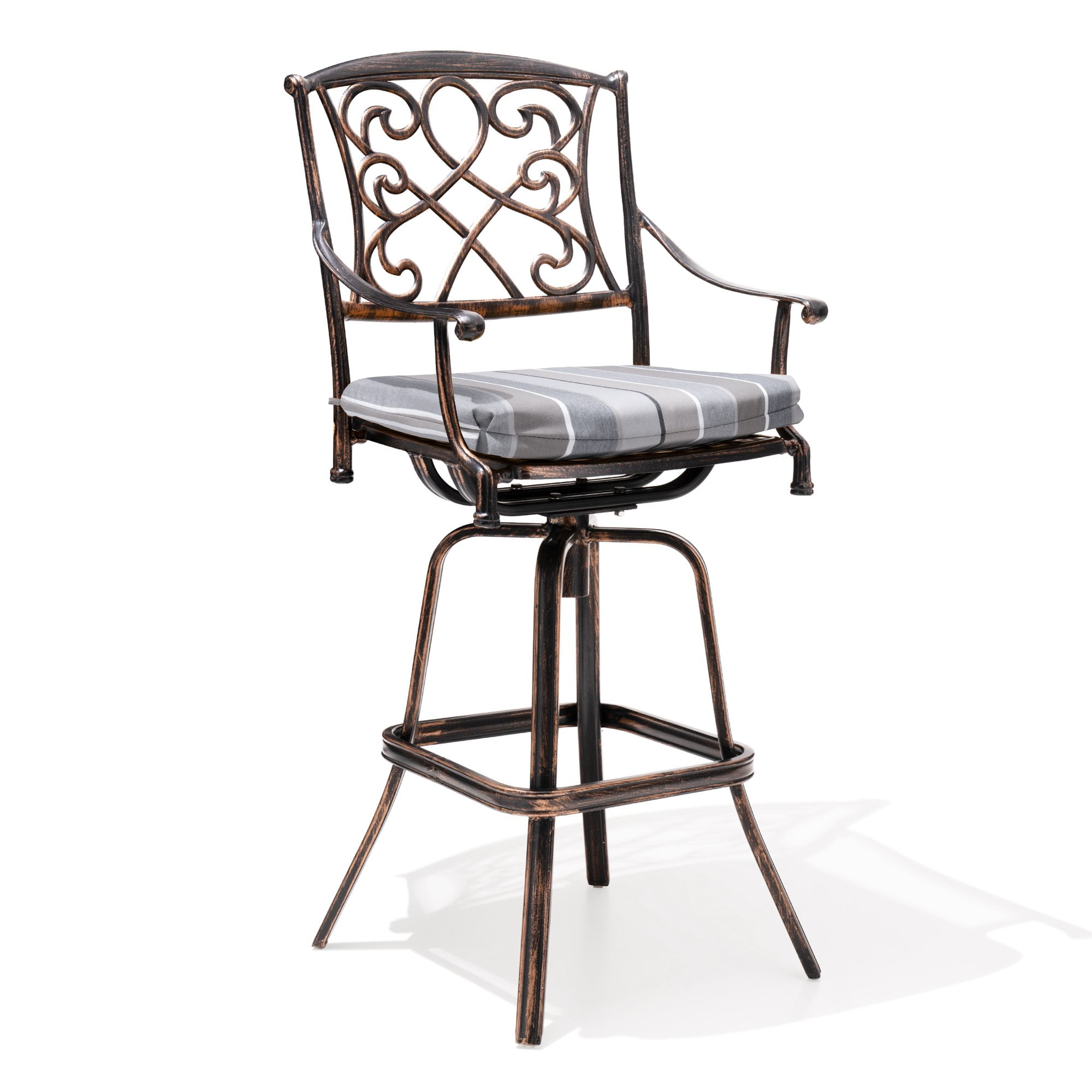 Pellebant Outdoor Swivel Bar Stool Cast Aluminum with Sunbrella Fabric