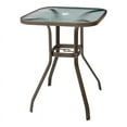 thumbnail image 1 of Pellebant Patio Bar Table Outdoor Metal & Glass Table with Umbrella Hole in Brown, 1 of 6