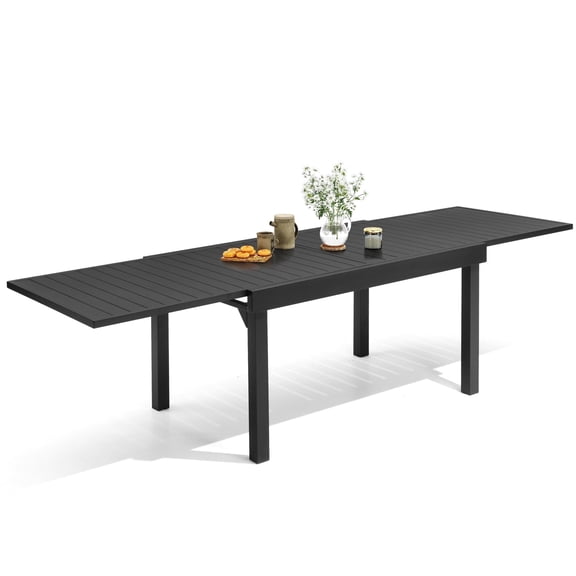 Pellebant Expandable Aluminum Outdoor Patio Dining Table for 6-10, Extendable 53" to 106", Weather-Resistant