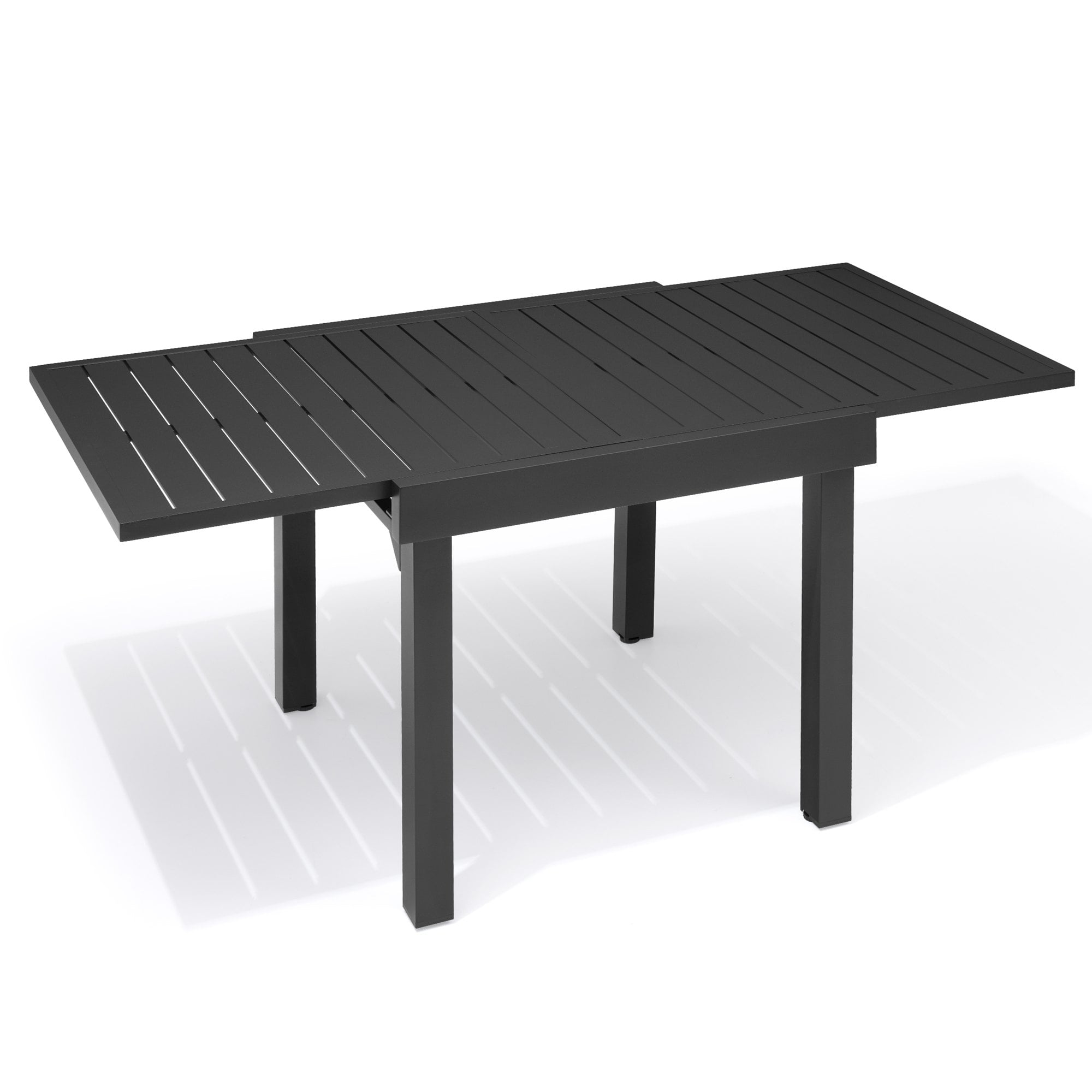 Pellebant Patio Dining Table Rectangle Outdoor Expandable Aluminum Table for 46 Person,Black