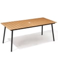 thumbnail image 1 of Pellebant 70" Patio Outdoor Dining Table for 6, Sturdy Aluminum Frame Wood-Grain Top with Umbrella Hole, Brown, 1 of 9