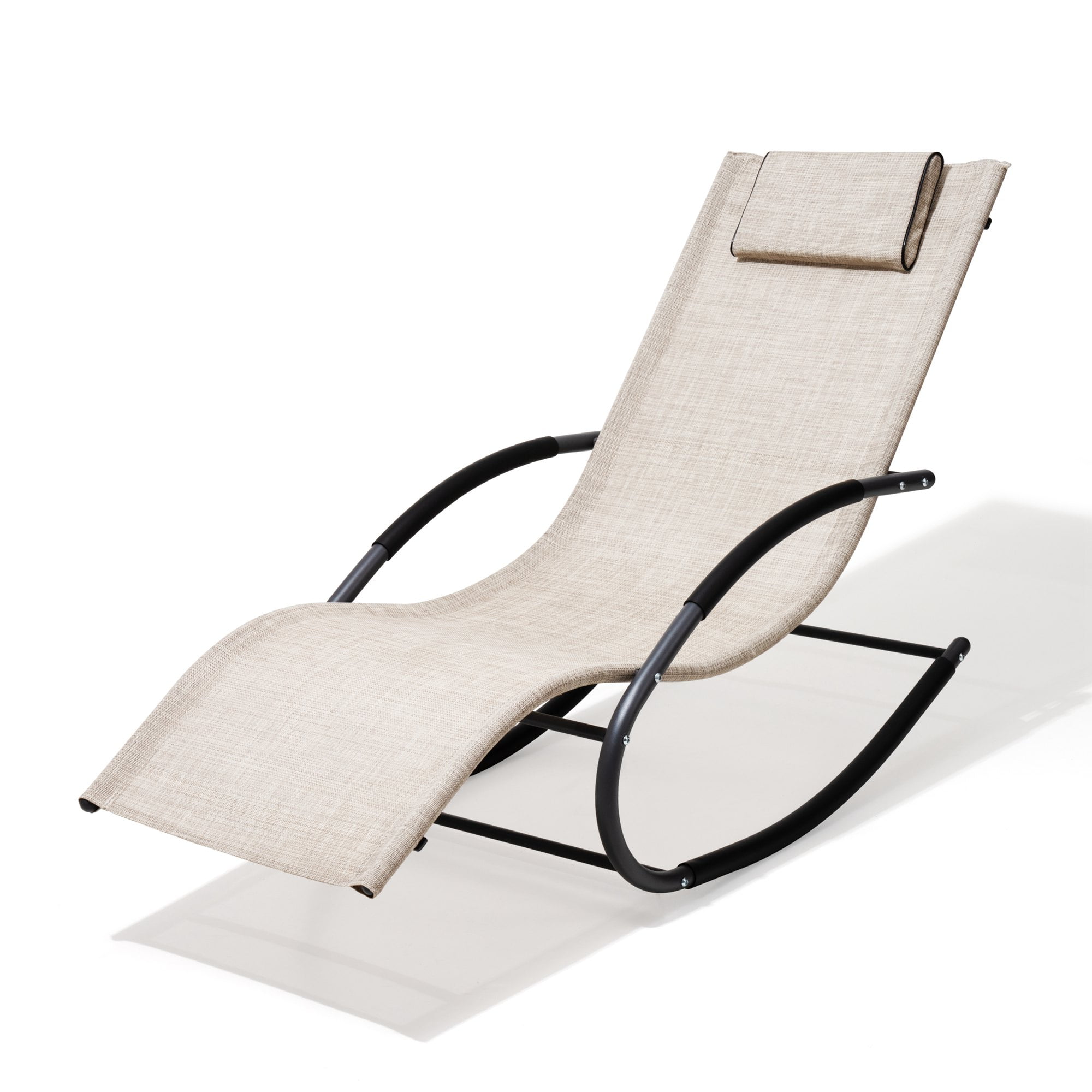 Pellebant Patio Rocking Chair Metal Outdoor Rocker Chaise Lounge Chair