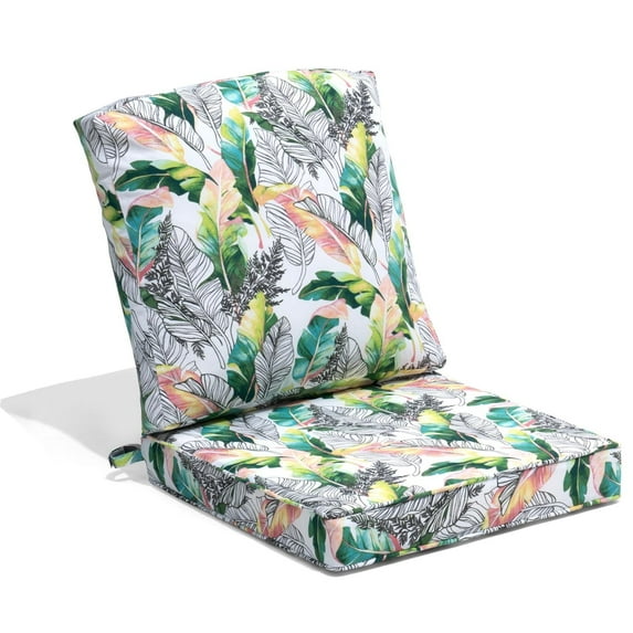 Pellebant Products Outdoor Deep Seat Cushion for Patio Furniture, 22" x 21", 3.5 Inch 30D Foam, Patio Chair Cushions with Waterproof, Fade-Resistant and Removable Covers, for Sofa, Couch,Green Flower