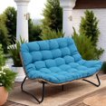 thumbnail image 1 of Pellebant Patio Loveseat Sofa, 2 Seater Outdoor Couch, All-Weather Rattan Large Furniture with Soft Cushions， Blue, 1 of 9