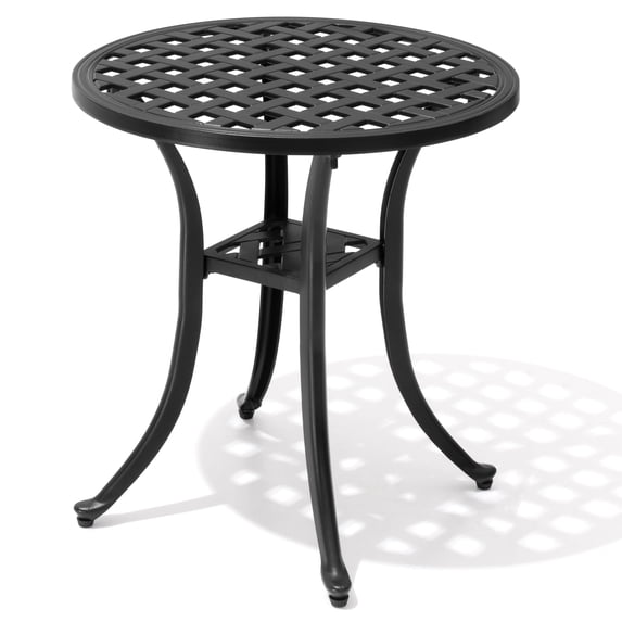 Pellebant Round Side Table Aluminum Patio Bistro End Table in Black