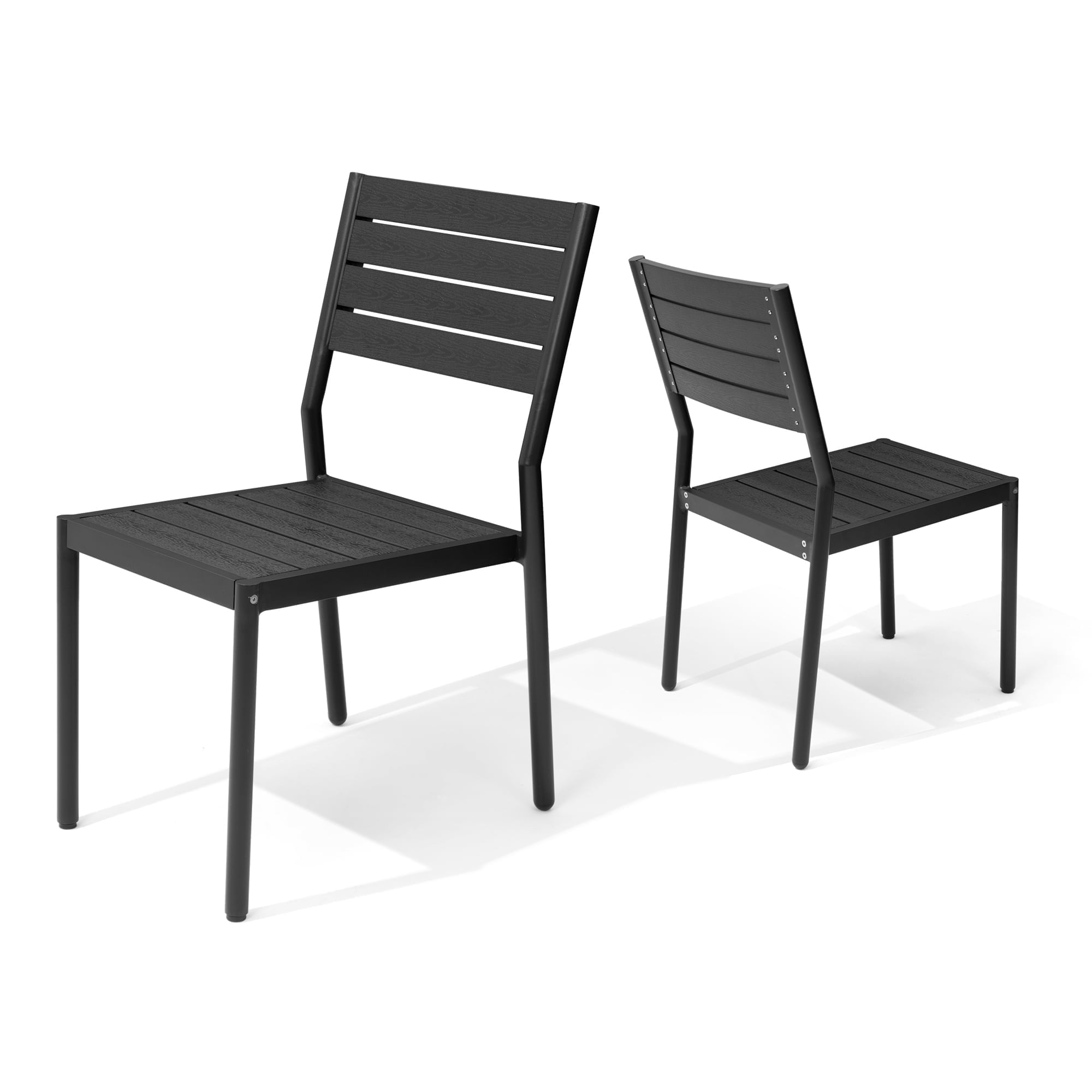 Pellebant Set of 2 Outdoor Aluminum Dining Chairs Patio Armless Chairs in Black